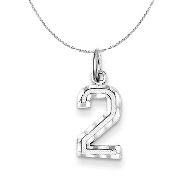 Silver, Varsity Collection, Small D/C Number 2 Necklace - 24 In